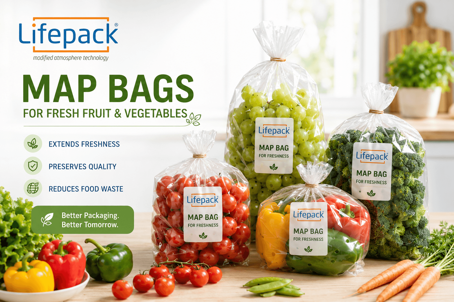 Lifepack MAP bags for fresh produce export